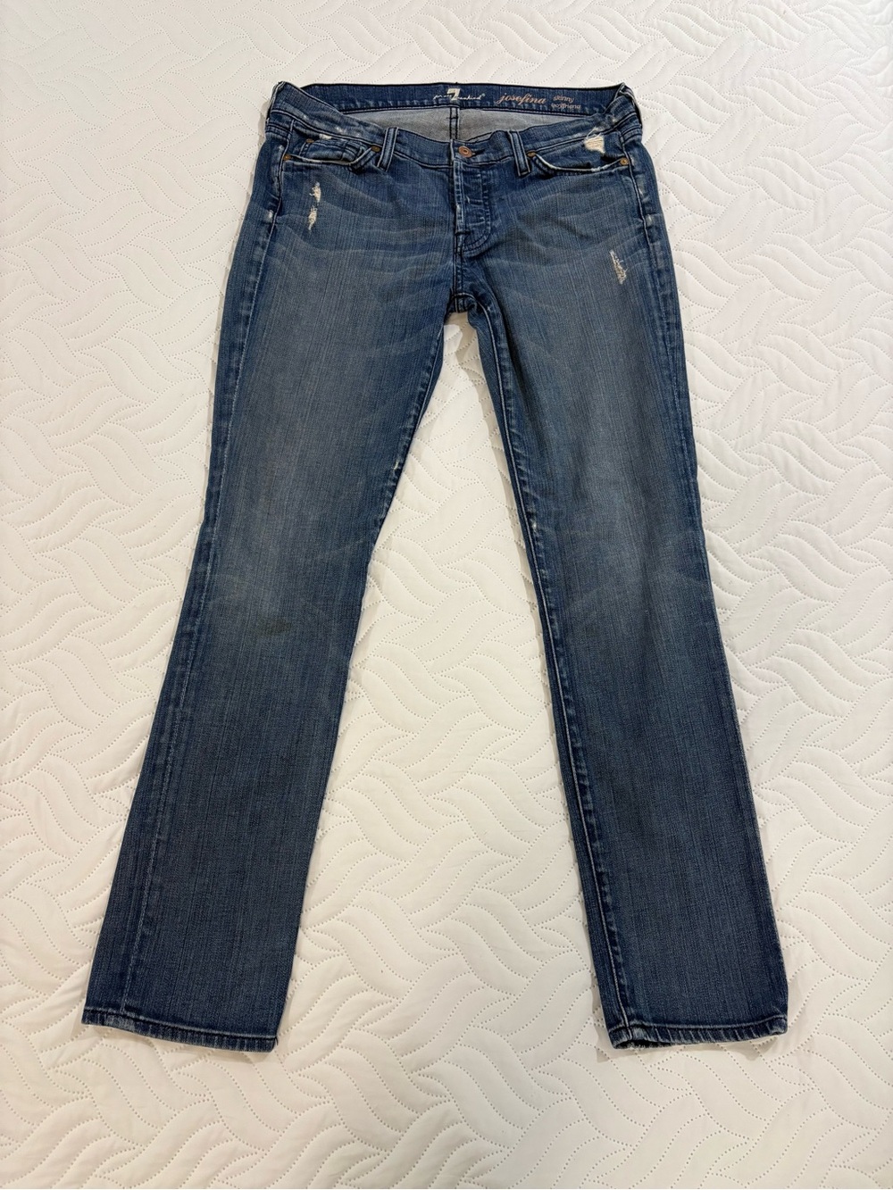 7 For All Mankind Distressed Josefina Skinny Boyfriend Jeans Size 28
